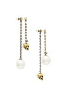 Alexander Mcqueen Pearl Like Skull Chain Drop Earring