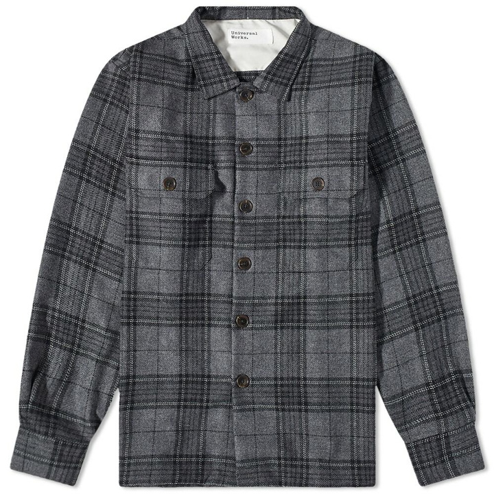 Photo: Universal Works Men's Check Wool Utility Overshirt in Grey