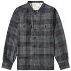 Universal Works Men's Check Wool Utility Overshirt in Grey