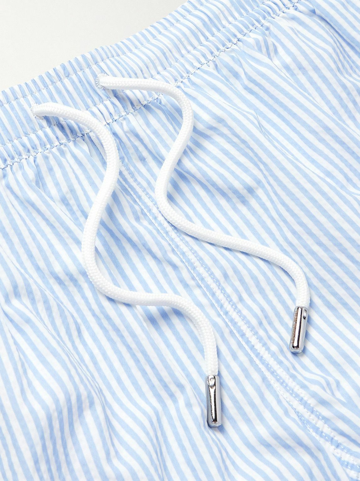 Thom Sweeney - Straight-Leg Mid-Length Striped Swim Shorts - Blue