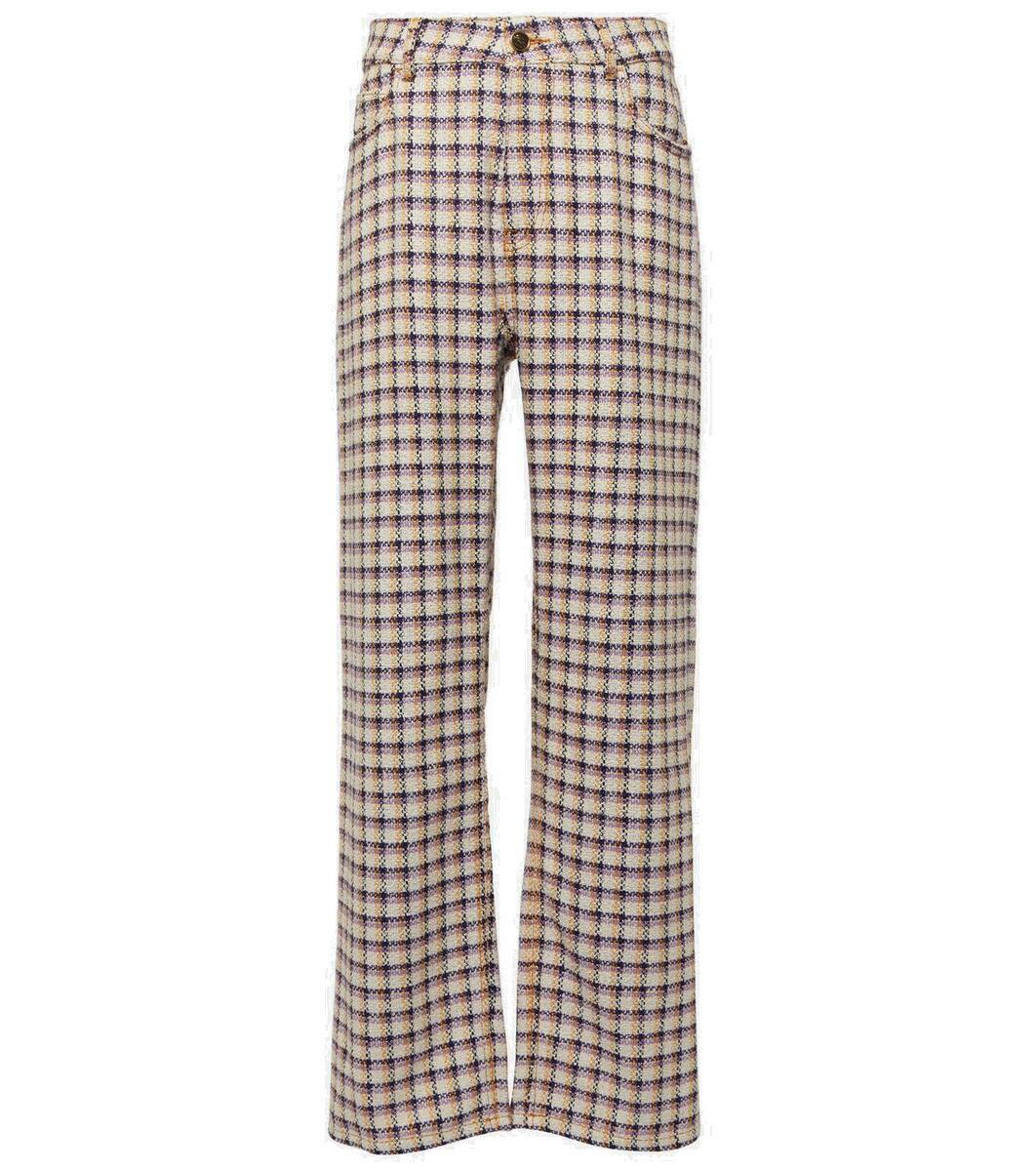 Etro Checked cotton-blend tweed wide-leg pants Etro