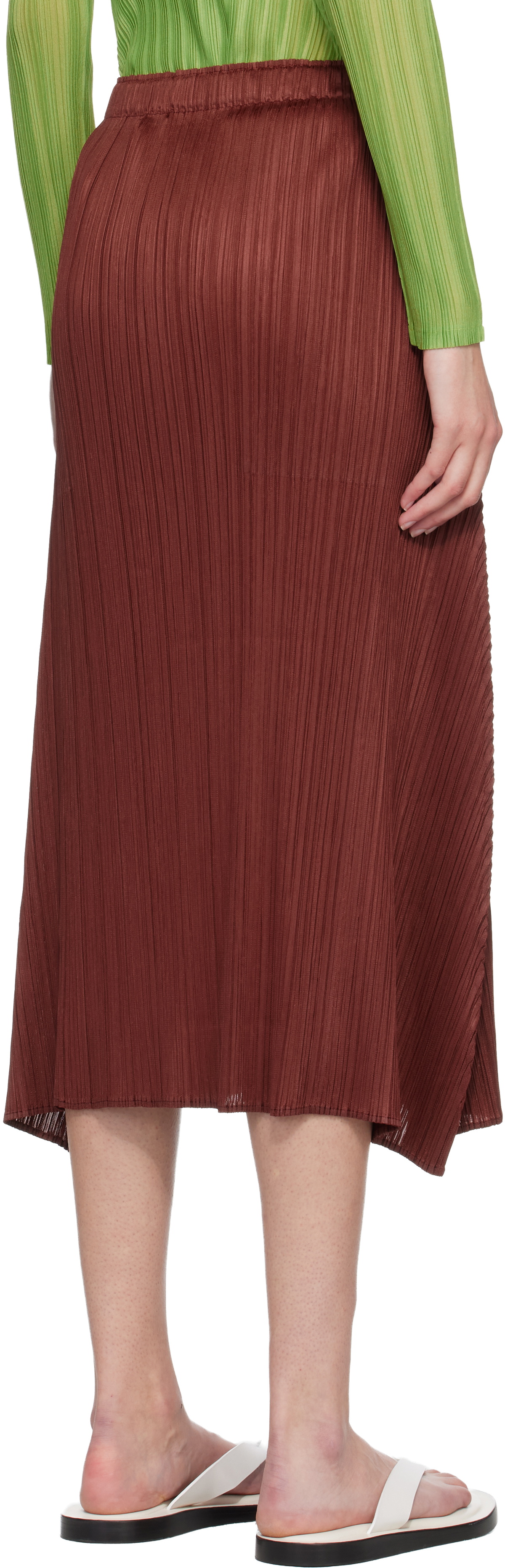 PLEATS PLEASE ISSEY MIYAKE Burgundy Monthly Colors October Maxi Skirt