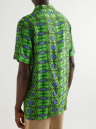 OAS - The Cuba Camp-Collar Printed Woven Shirt - Green
