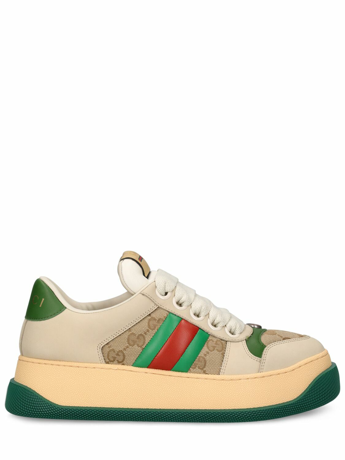 GUCCI - 50mm Screener Leather Sneakers W/ Web Gucci
