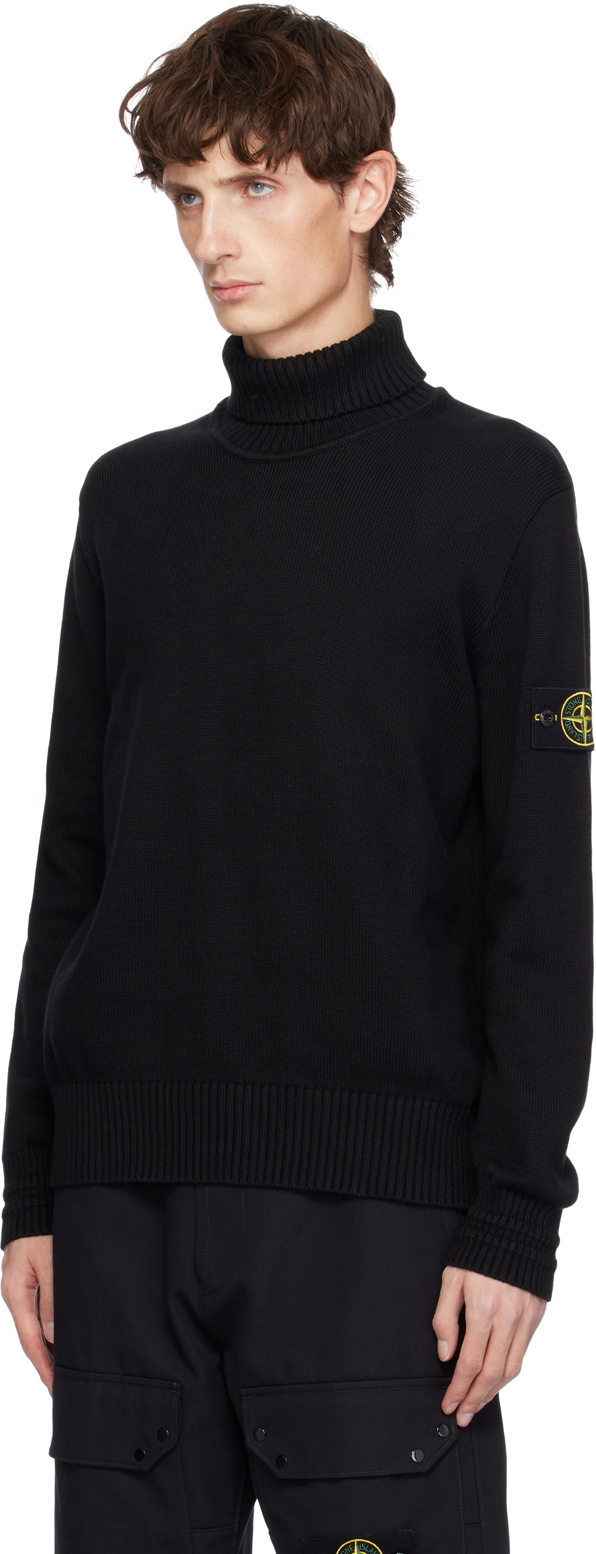 Stone Island Black 505A2 Winter Cotton Turtleneck