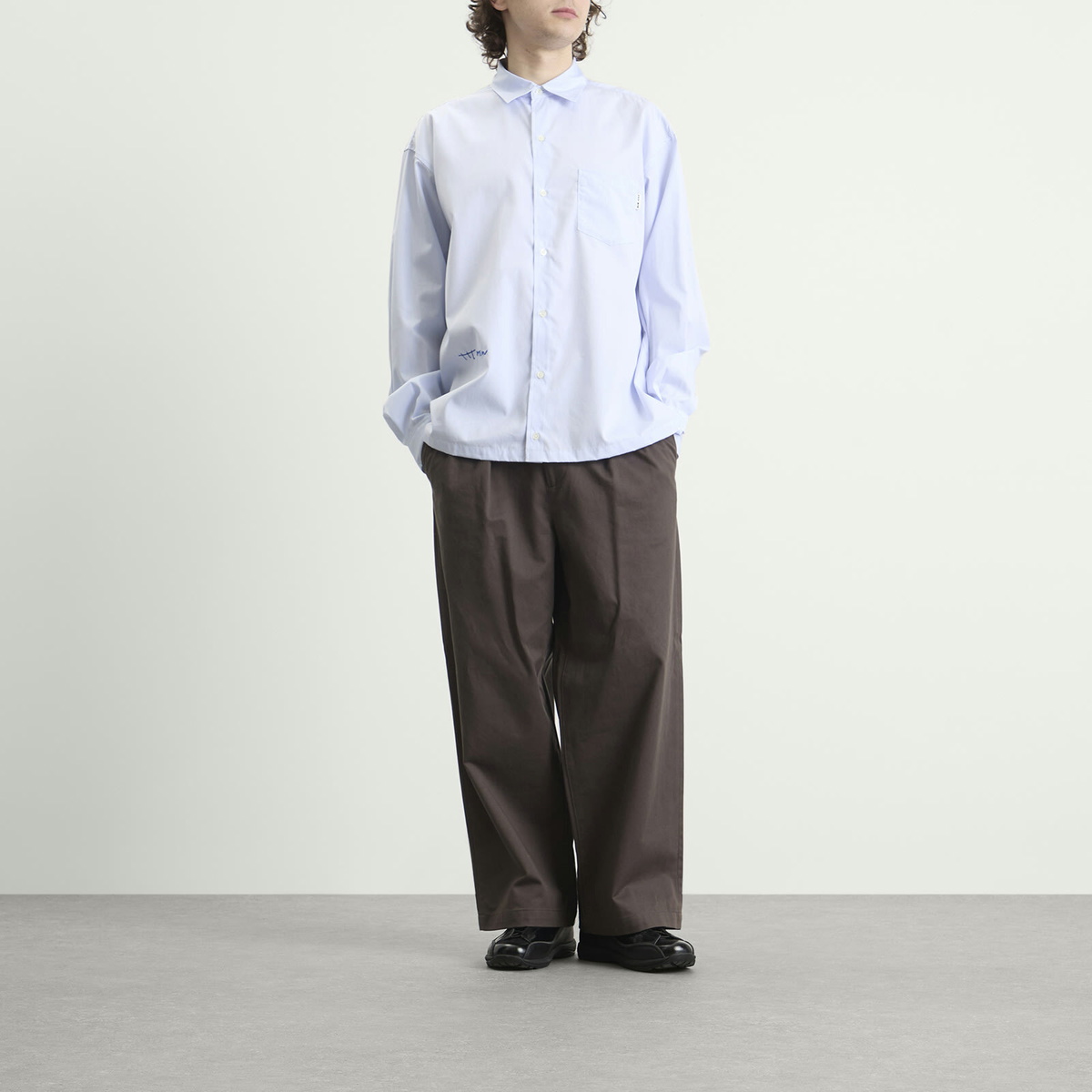 TTT MSW Men's Regular Collar Shirt in White Stripe
