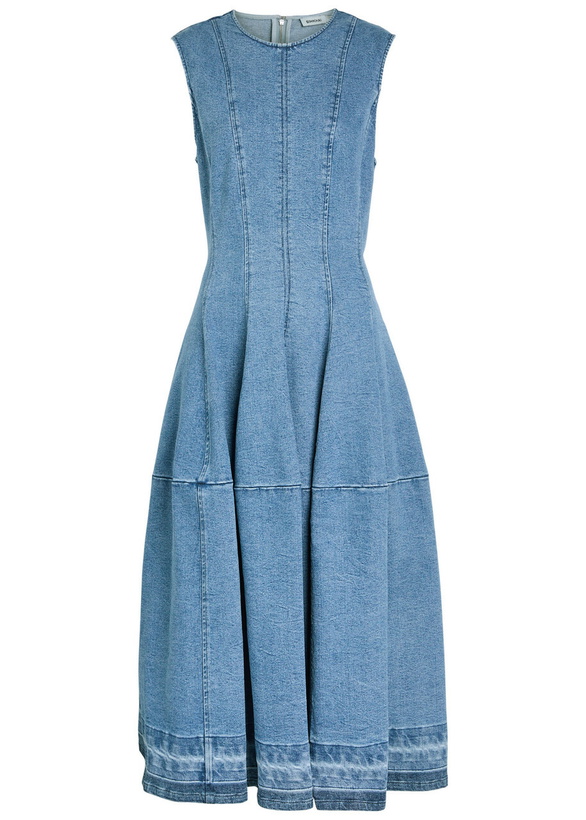 Photo: Simkhai Bowen Panelled Stretch-denim Midi Dress Blue