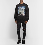 AMIRI - Distressed Printed Loopback Cotton-Jersey Sweatshirt - Black