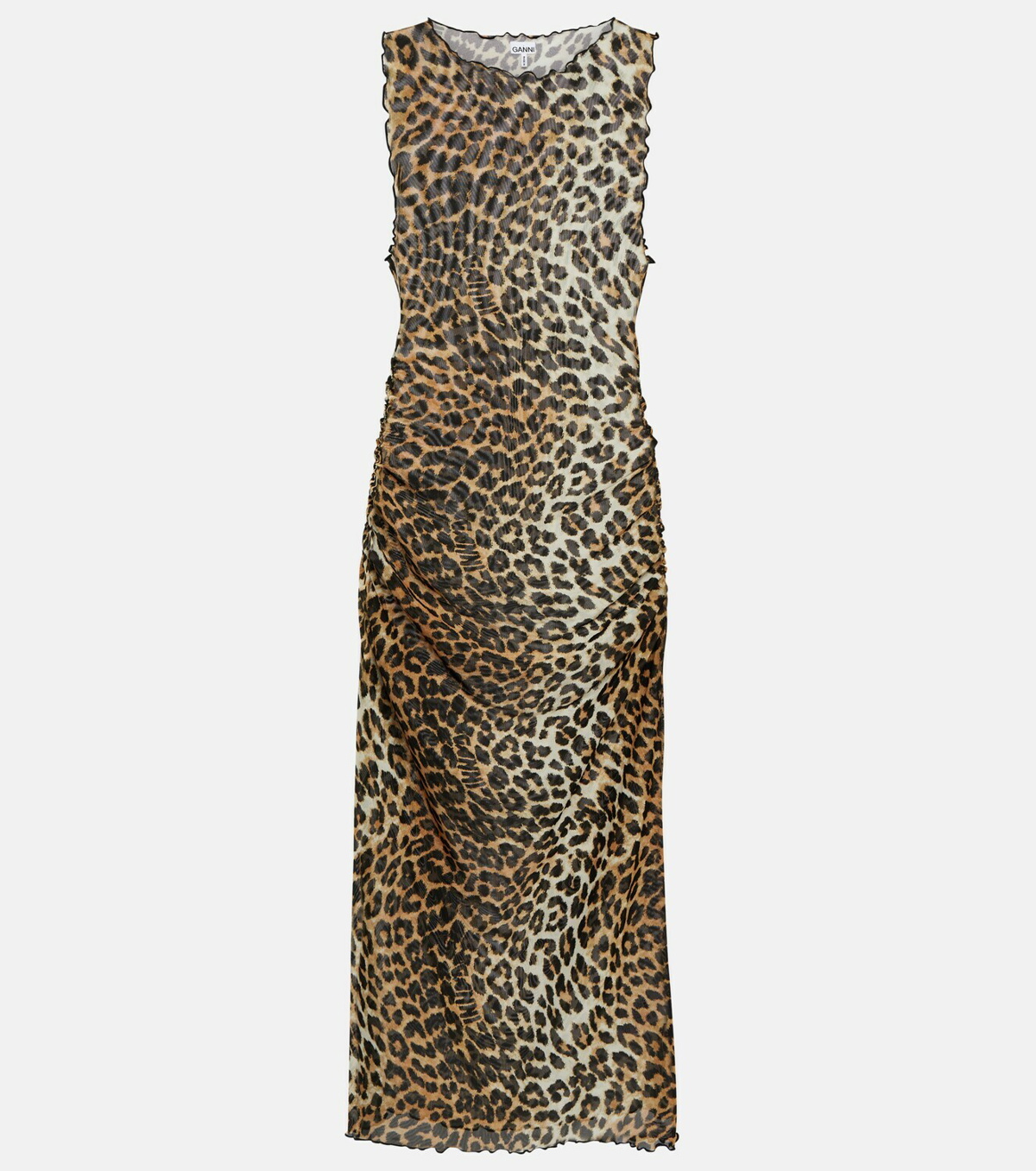 Ganni Leopard-print mesh midi dress GANNI
