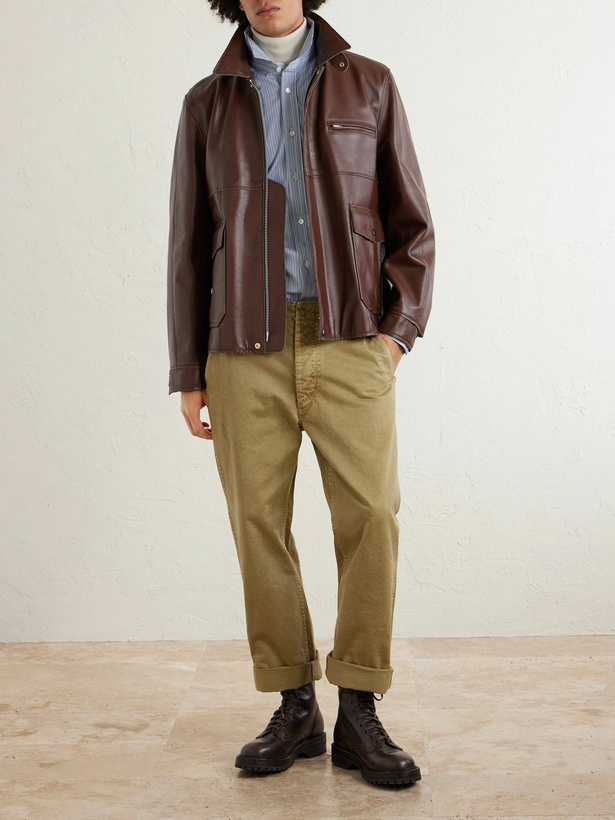 Photo: Sacai - Leather Blouson Jacket - Brown