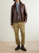 Sacai - Leather Blouson Jacket - Brown