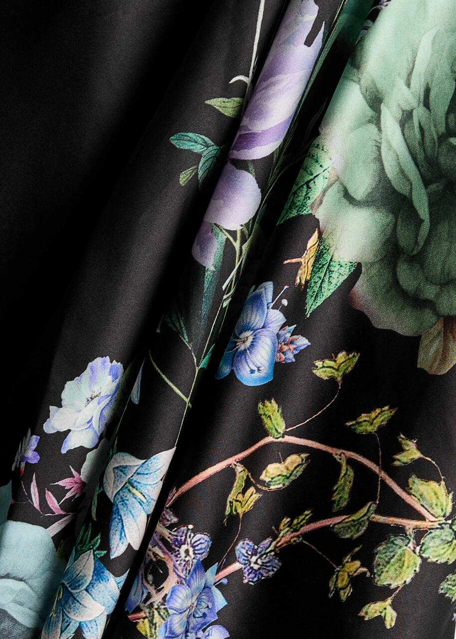 Alice + Olivia Terese Floral-print Satin Maxi Skirt Black