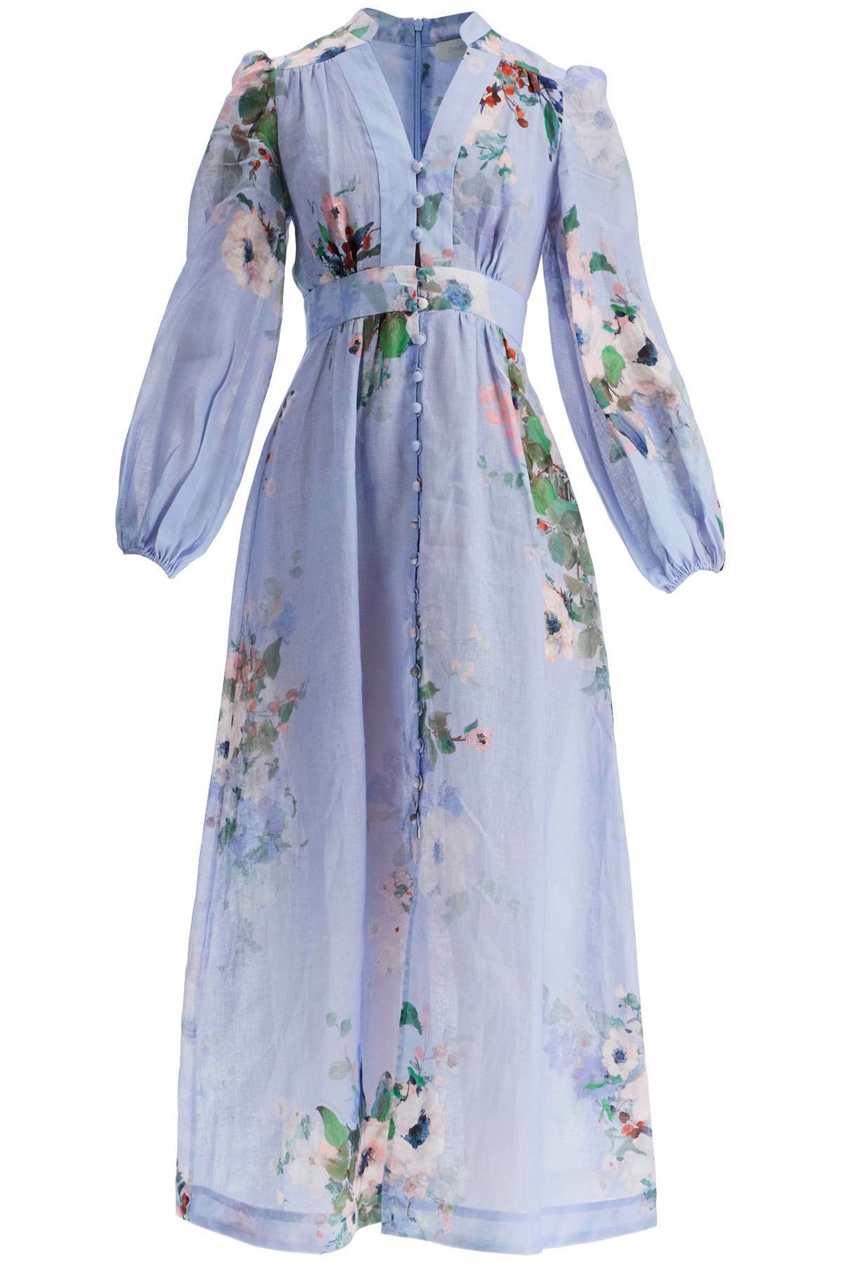 ZIMMERMANN light blue watercolor floral midi dress with deep v neckline Blue  Zimmermann