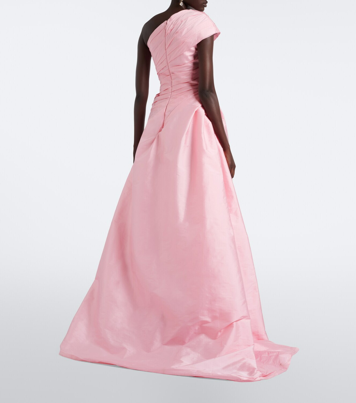 Monique Lhuillier Draped one-shoulder bustier gown
