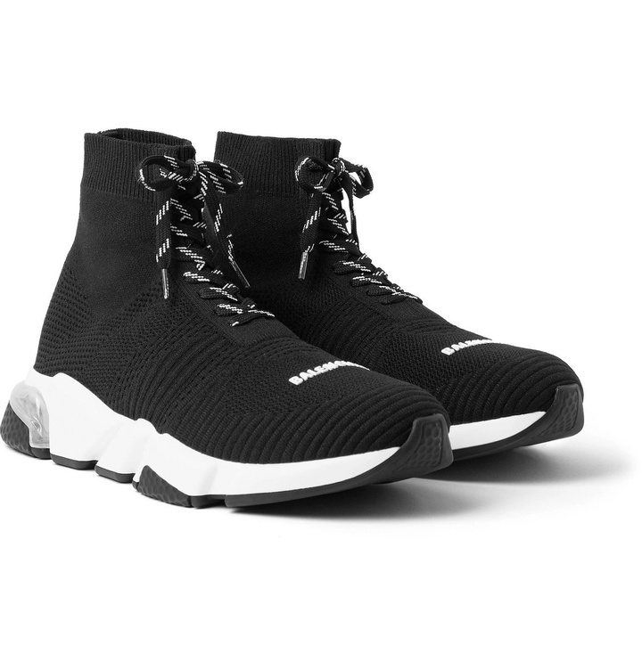 Photo: Balenciaga - Speed Stretch-Knit Sneakers - Black