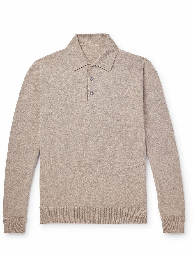 Photo: Anderson & Sheppard - Wool and Cashmere-Blend Polo Shirt - Neutrals