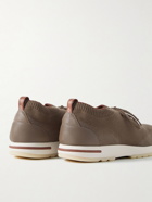 Loro Piana - 360 Flexy Walk Leather-Trimmed Knitted Wool Sneakers - Brown