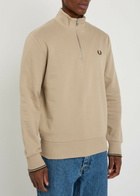 Fred Perry Half-zip Logo-embroidered Cotton Sweatshirt Ecru