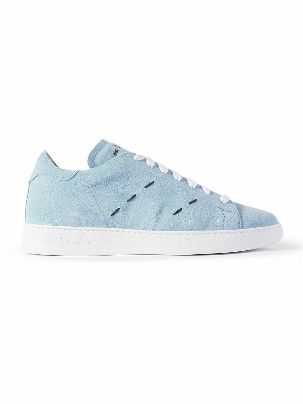 Photo: Kiton - Embroidered Suede Sneakers - Blue