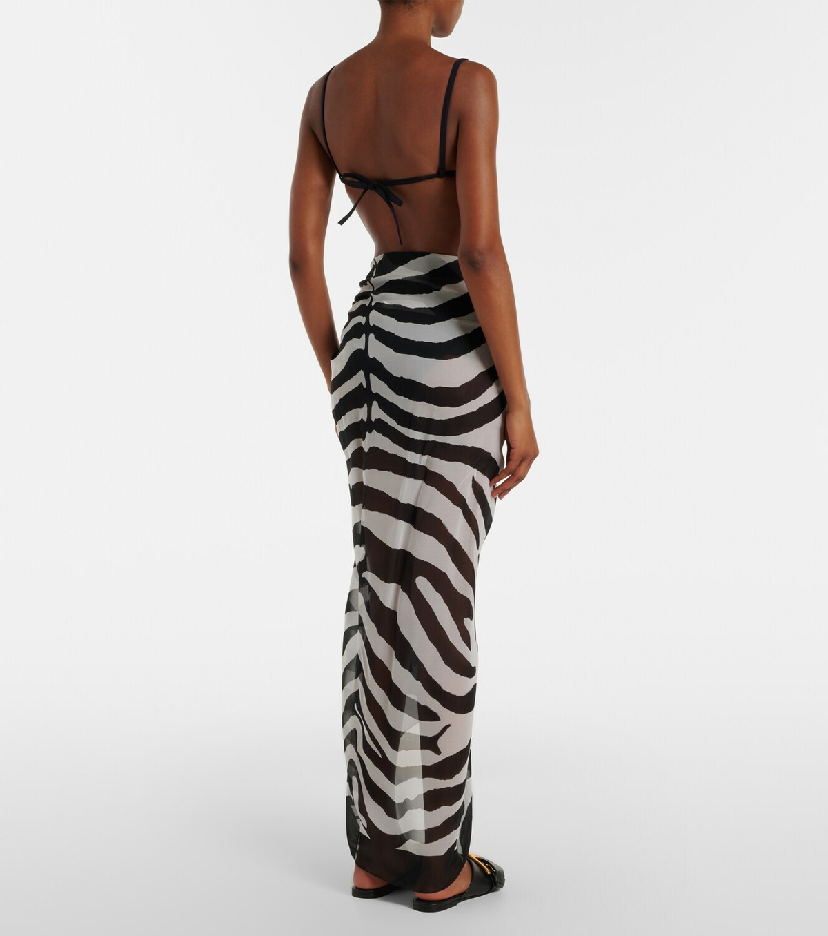 Balmain Zebra-print silk beach cover-up