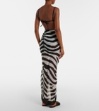 Balmain Zebra-print silk beach cover-up