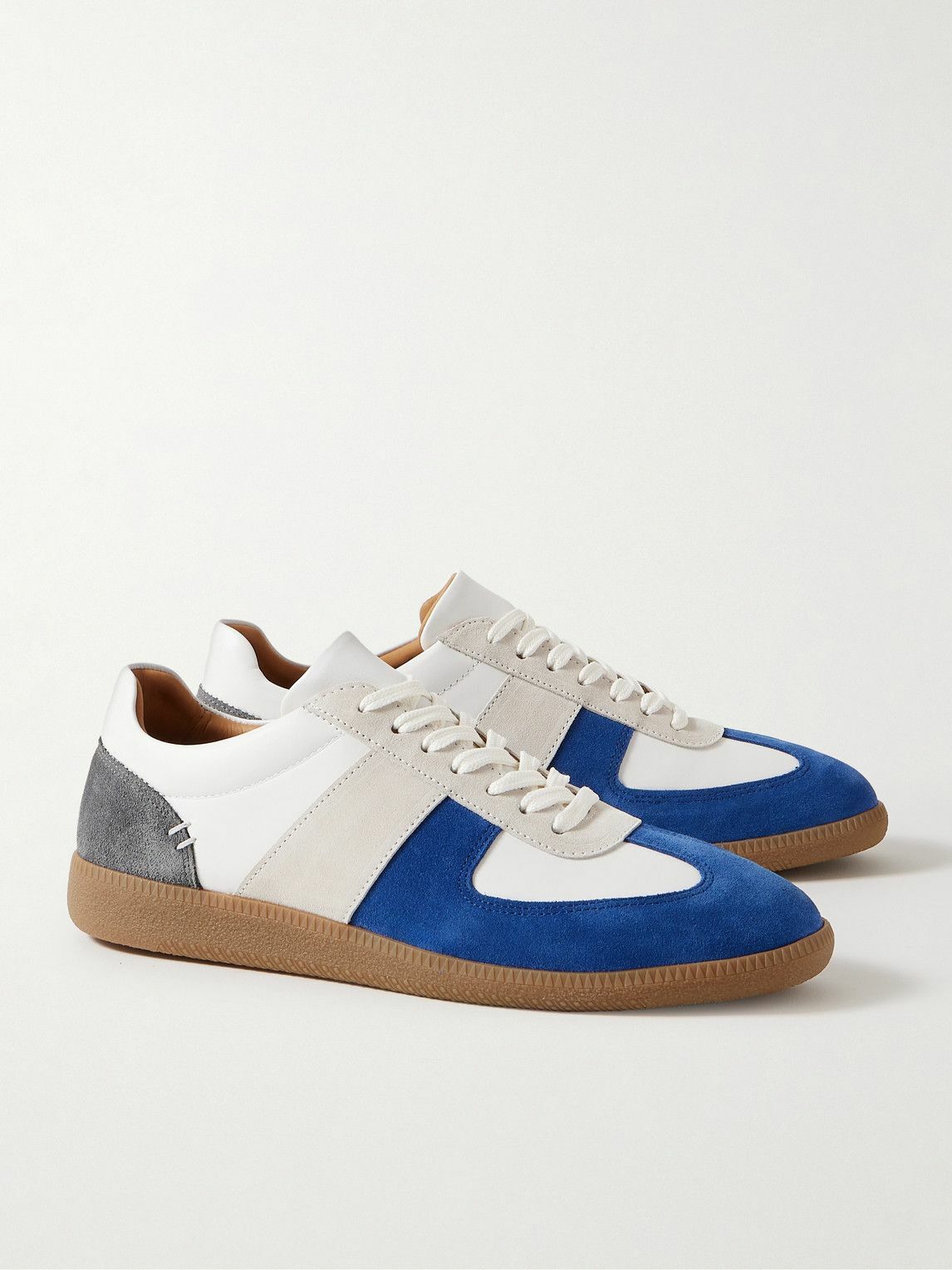 Mr P. - Ansel Colour-Block Suede and Leather Sneakers - Blue