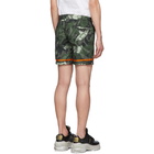 Alexander McQueen Green and Orange Camo Rose Swim Shorts