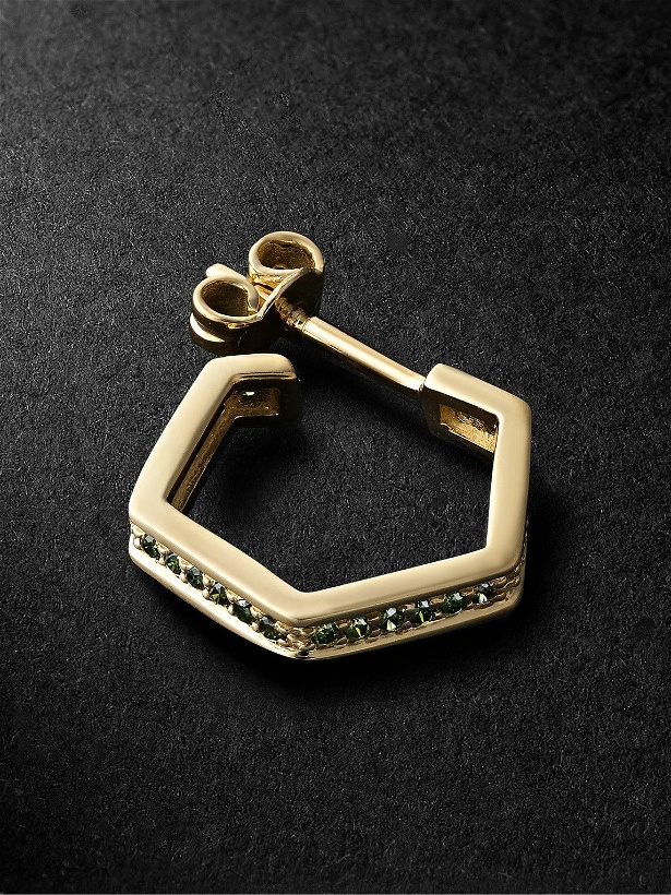 Photo: KOLOURS JEWELRY - Hexagon Medium Gold Diamond Single Hoop Earring