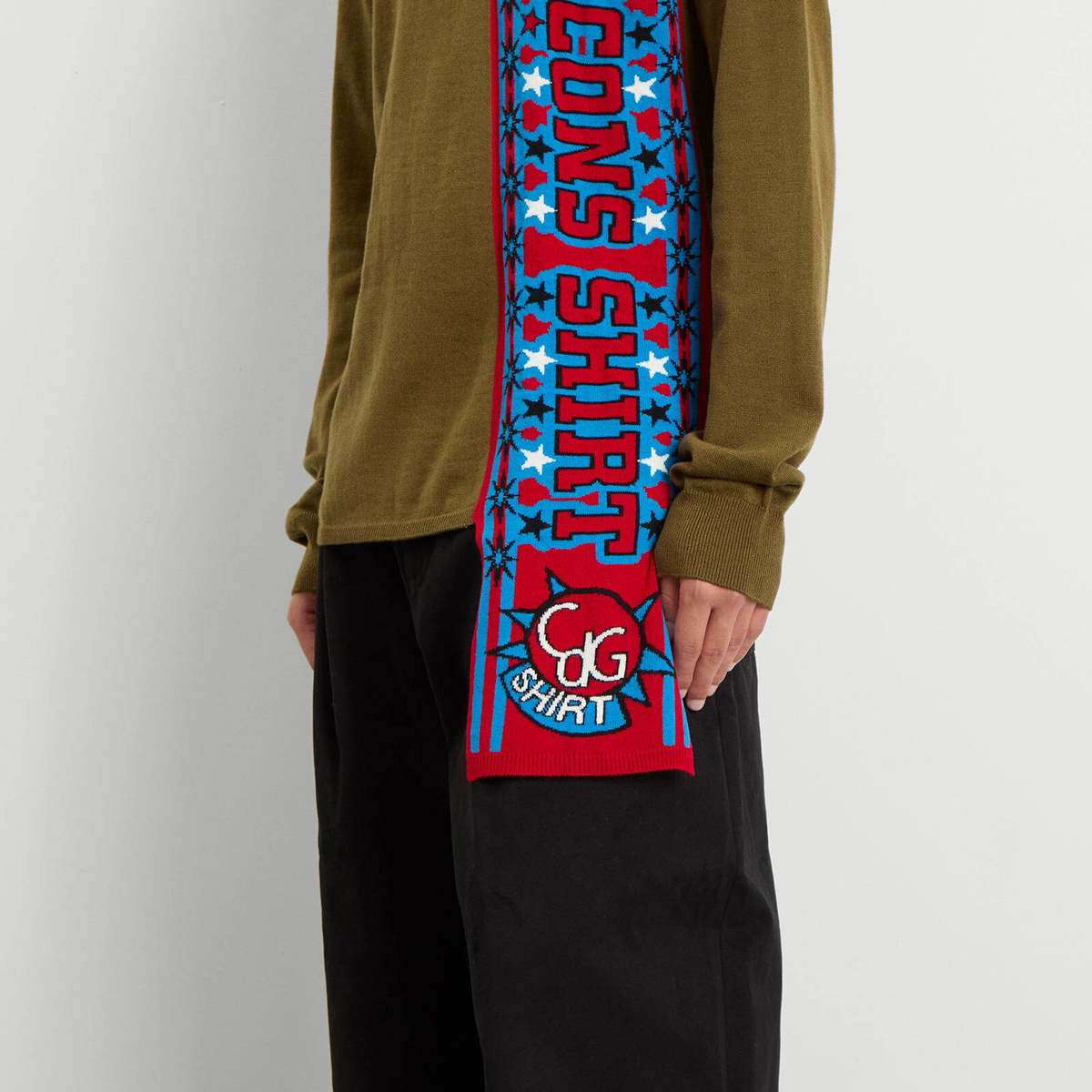 Comme des Garçons SHIRT Men's Football Scarf Knit in Khaki
