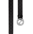 Gucci - 4cm Black Monogrammed Coated-Canvas Belt - Black