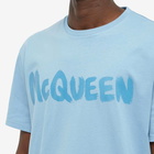 Alexander McQueen Men's Grafitti Logo T-Shirt in Skyblue/Mix