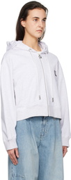WOOYOUNGMI Gray Back Logo Hooded Zip-Up Hoodie