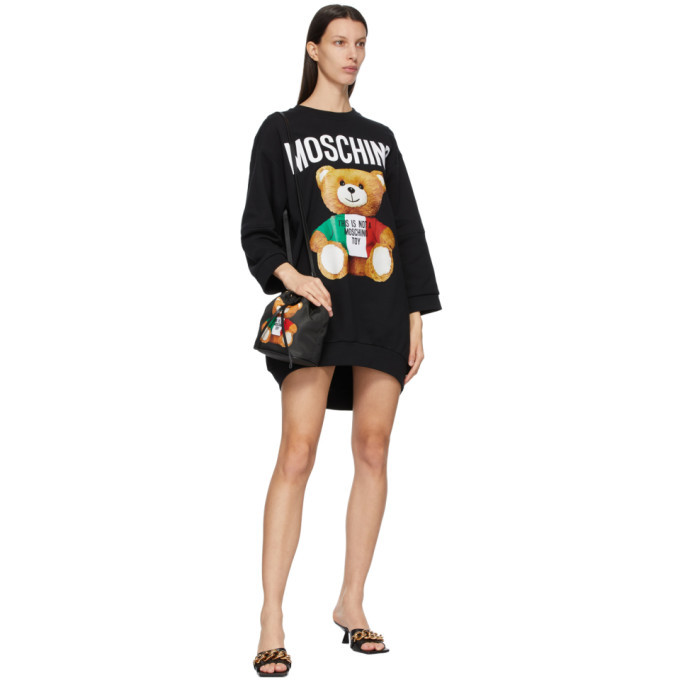 Moschino Black Nylon Italian Teddy Bucket Pouch Moschino