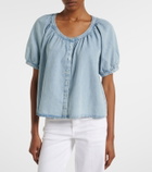 Frame Resort gathered cotton-blend shirt