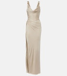 Versace Medusa ruched jersey gown