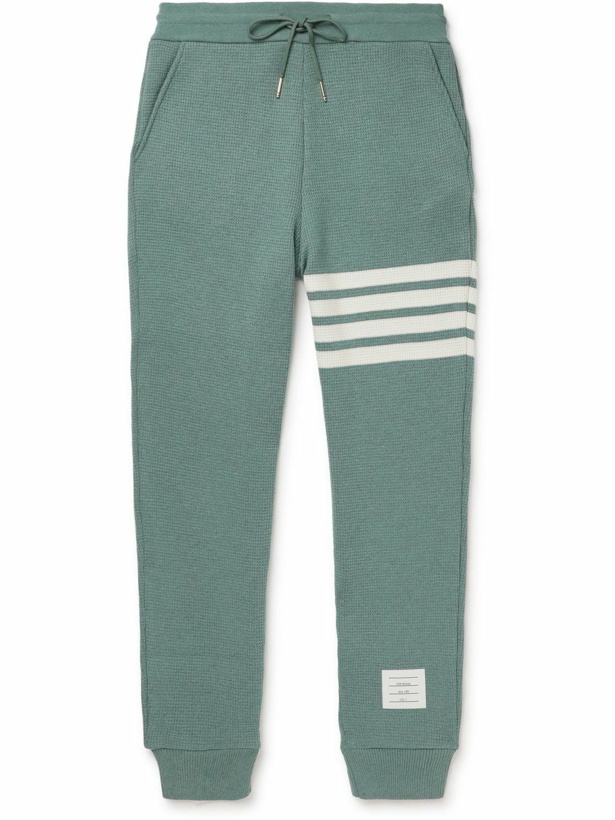 Photo: Thom Browne - Tapered Striped Waffle-Knit Cashmere and Wool-Blend Sweatpants - Green