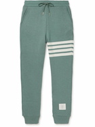 Thom Browne - Tapered Striped Waffle-Knit Cashmere and Wool-Blend Sweatpants - Green