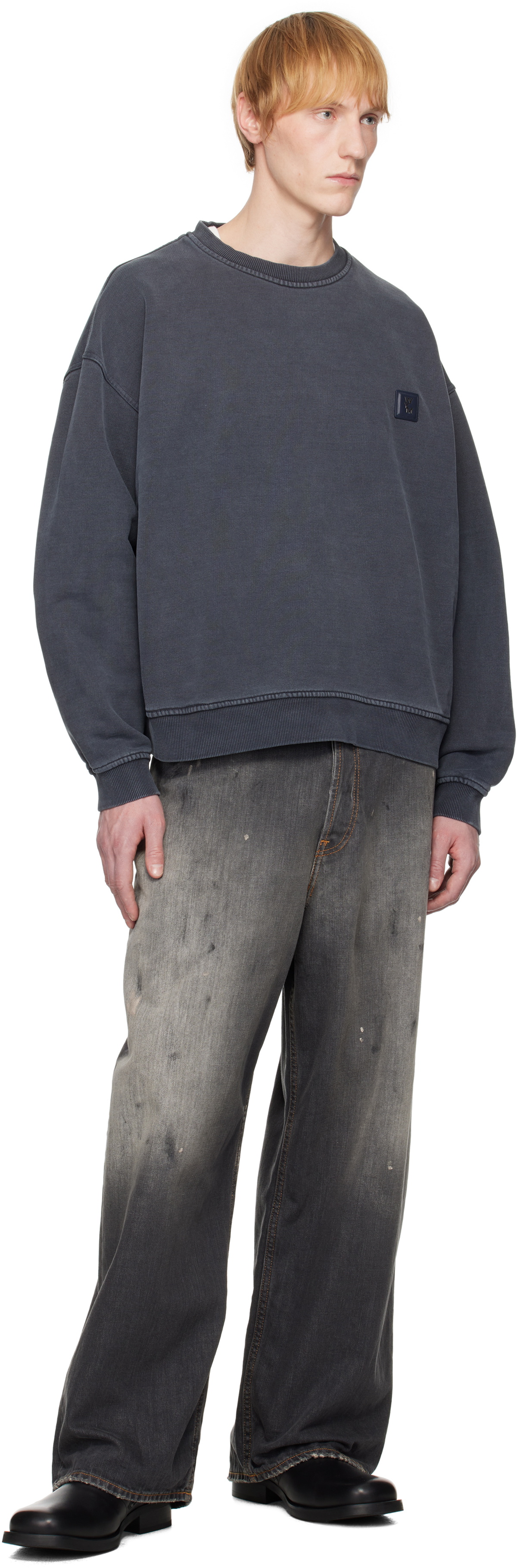 WOOYOUNGMI Gray Dying Back Logo Sweatshirt