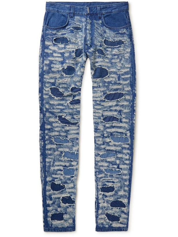 Photo: Givenchy - Slim-Fit Panelled Distressed Jeans - Blue