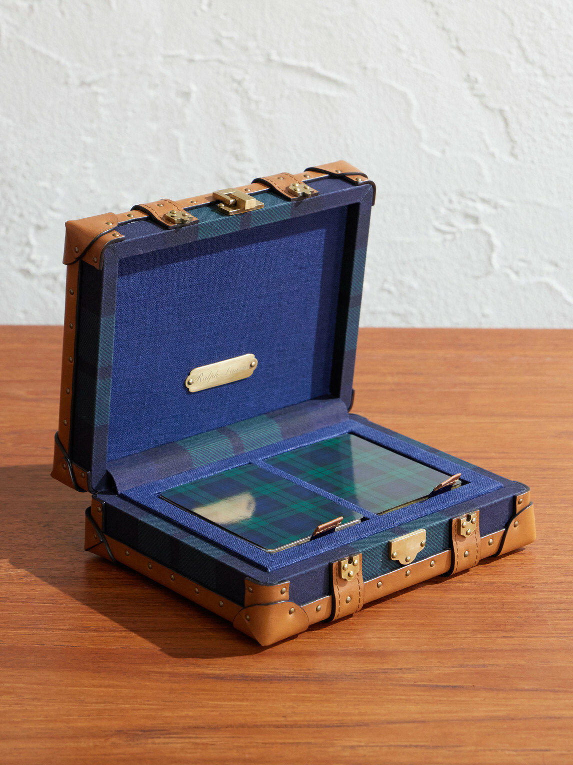 Ralph Lauren Home - Sawyer Leather-Trimmed Checked Canvas Card Set