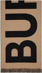Burberry Beige & Black Jacquard Logo Scarf