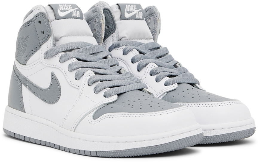 Nike Jordan Kids White & Gray Air Jordan 1 High Big Kids Sneakers