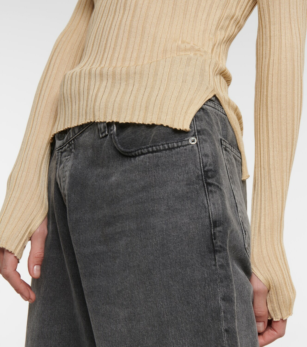 Petar Petrov Teva ribbed-knit silk top