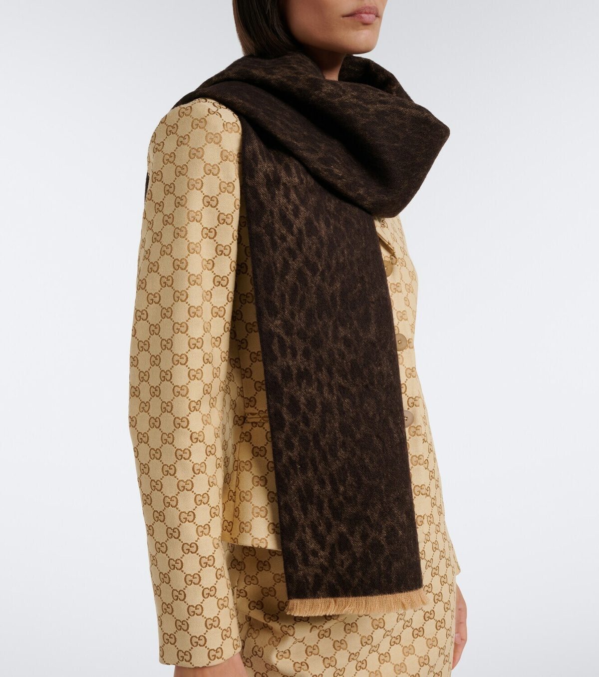 Gucci GG jacquard wool scarf