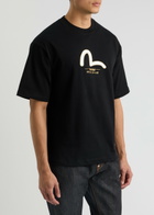 Evisu Daicock and Kamon Printed Cotton T-shirt Black