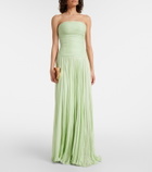 Marmar Halim Pleated scarf-detail silk georgette gown