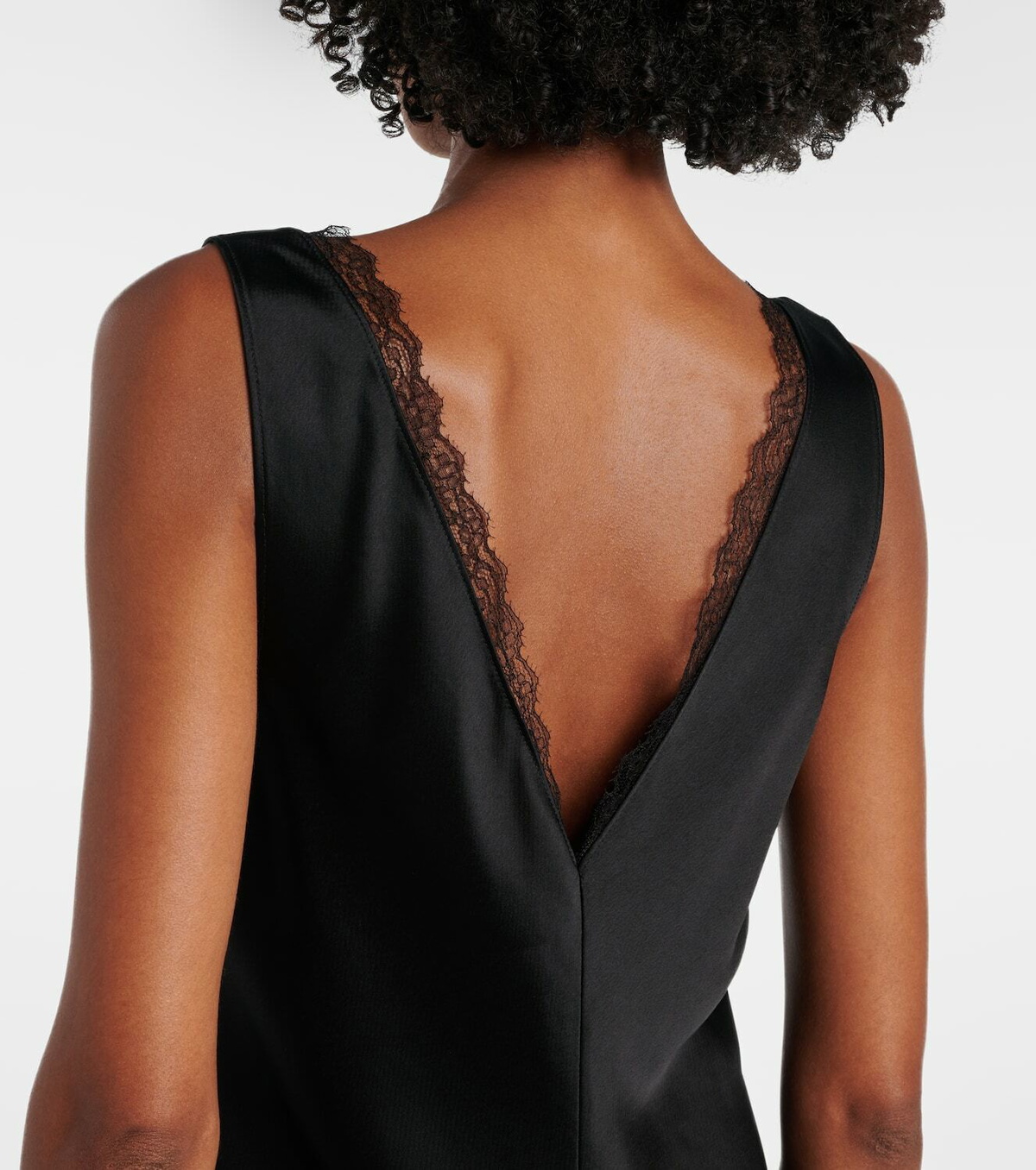 Leset Barb lace-trimmed satin minidress