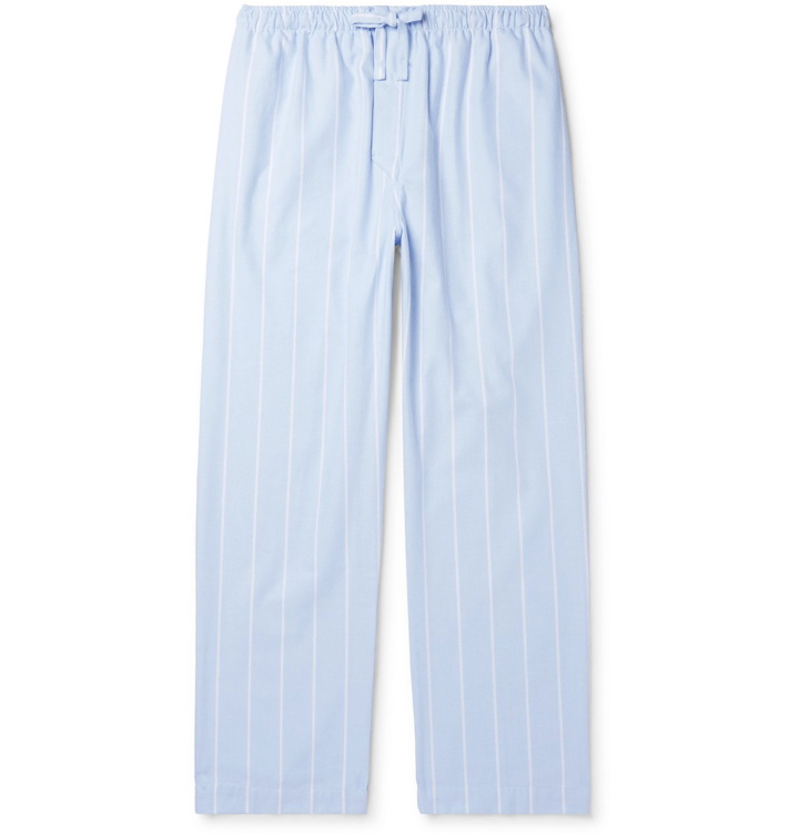 Photo: DEREK ROSE - Striped Brushed Cotton-Twill Pyjama Trousers - Blue