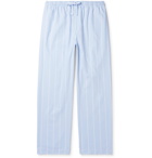 DEREK ROSE - Striped Brushed Cotton-Twill Pyjama Trousers - Blue