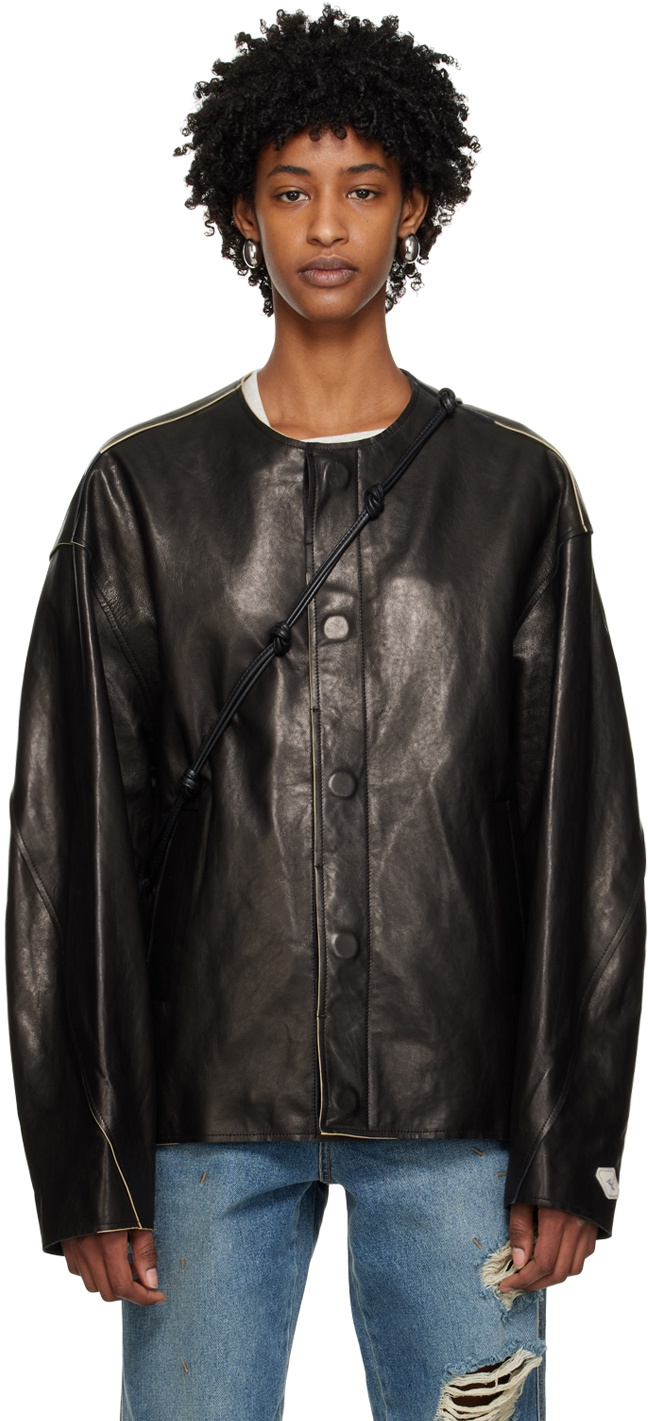 ADER error Black Leather Bike Jacket ADER error